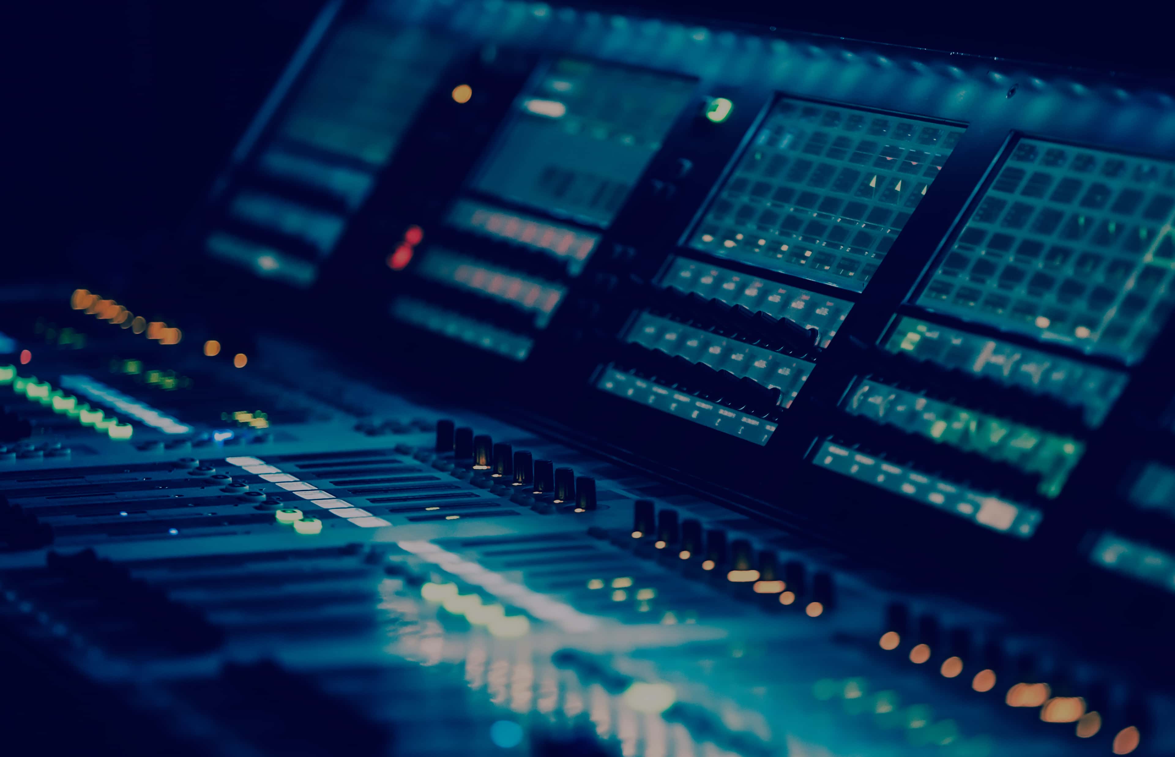 Photo of a sound mixing console